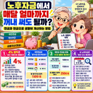 노후자금에서 매달 얼마까지 꺼내 써도 될까? 연금과 현금으로 생활비 계산하는 방법 2 ChatGPT Image 2026년 9월 24일 오후 08 36 45